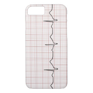 EKG heartbeat on graph paper, PhD (doctor) pulse iPhone 8/7 Case