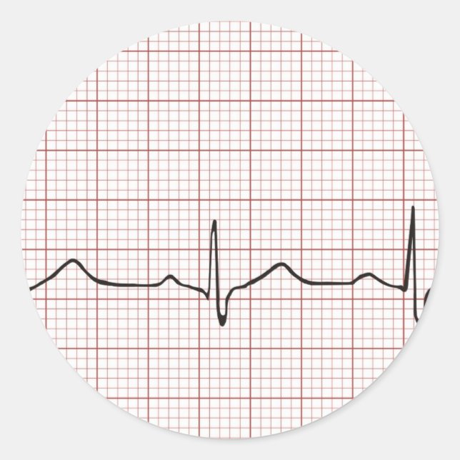 EKG heartbeat on graph paper, PhD (doctor) pulse Classic Round Sticker (Front)
