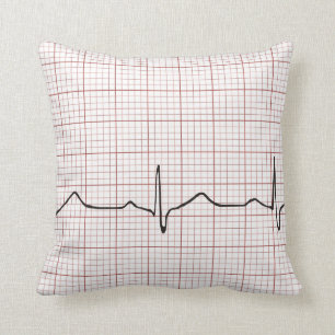 EKG heartbeat on graph paper, PhD (doctor) pulse Cushion