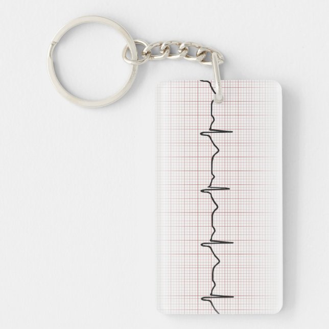EKG heartbeat on graph paper, PhD (doctor) pulse Key Ring (Front)