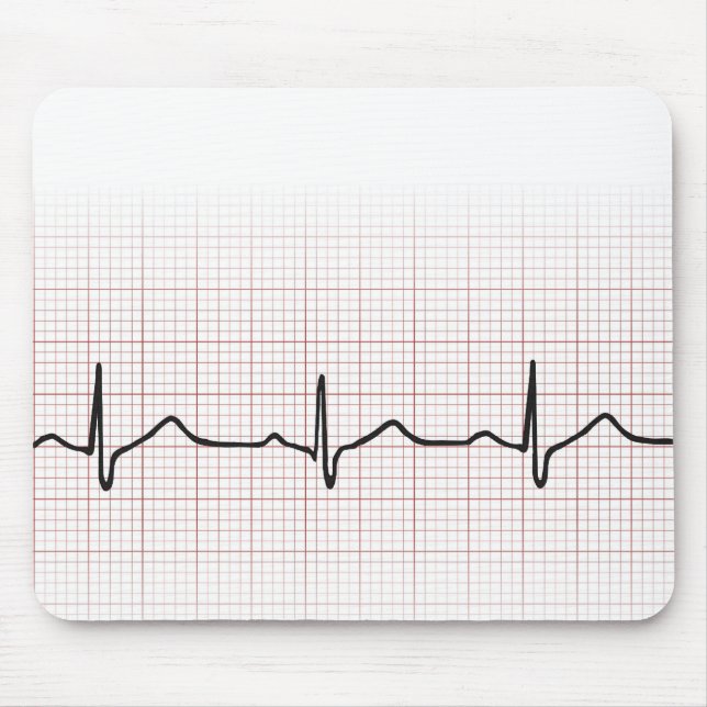 EKG heartbeat on graph paper, PhD (doctor) pulse Mouse Mat (Front)