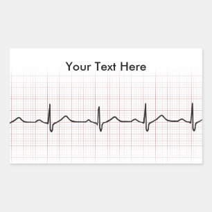 EKG heartbeat on graph paper, PhD (doctor) pulse Rectangular Sticker