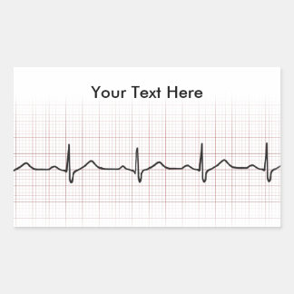 EKG heartbeat on graph paper, PhD (doctor) pulse Rectangular Sticker