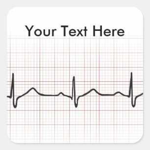 EKG heartbeat on graph paper, PhD (doctor) pulse Square Sticker