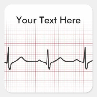 EKG heartbeat on graph paper, PhD (doctor) pulse Square Sticker