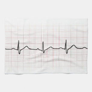 EKG heartbeat on graph paper, PhD (doctor) pulse Tea Towel