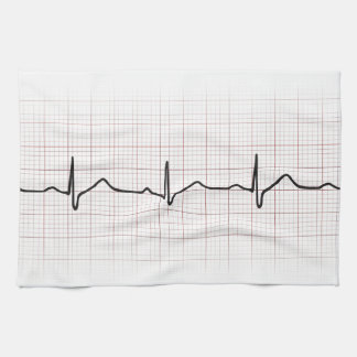 EKG heartbeat on graph paper, PhD (doctor) pulse Tea Towel