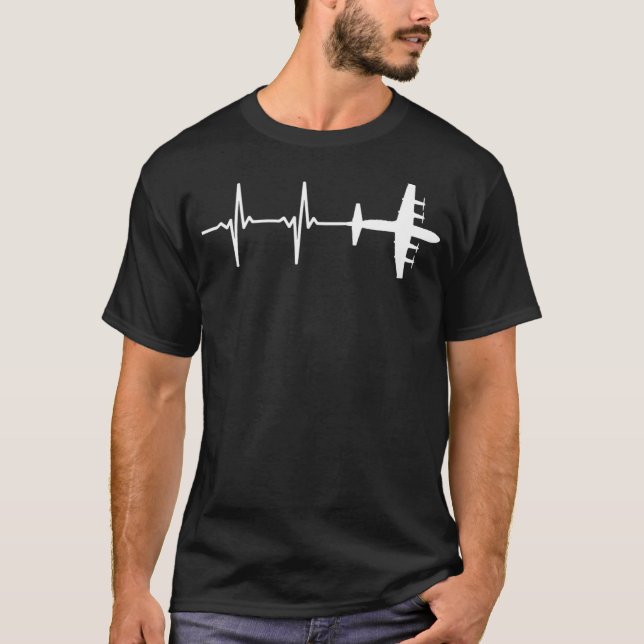 EKG Heartbeat P3 Orion Military Plane T-Shirt (Front)