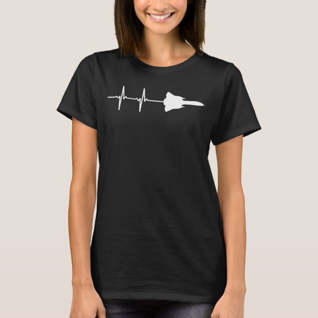 EKG Heartbeat SR 71 Blackbird Military Plane T-Shirt (Front)