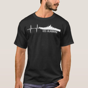 EKG Heartbeat USS Alabama BB60 Battleship  T-Shirt