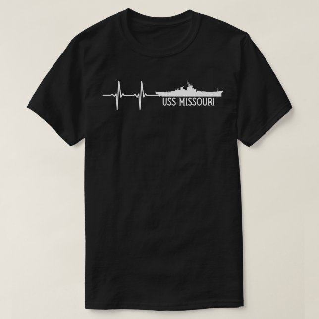 EKG Heartbeat USS Missouri BB63 Battleship  T-Shirt (Design Front)
