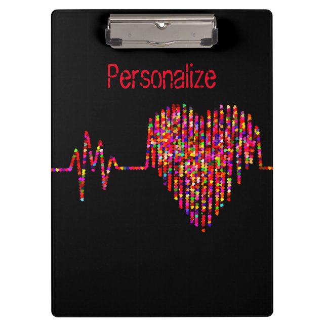 EKG line heart medical black red Clipboard (Front)