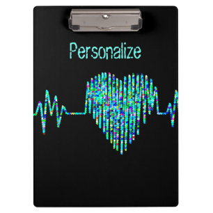 EKG line heart medical black teal blue Clipboard
