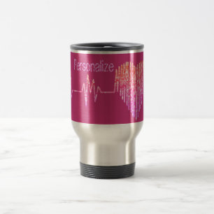 EKG line heart medical nurse pink peach Travel Mug