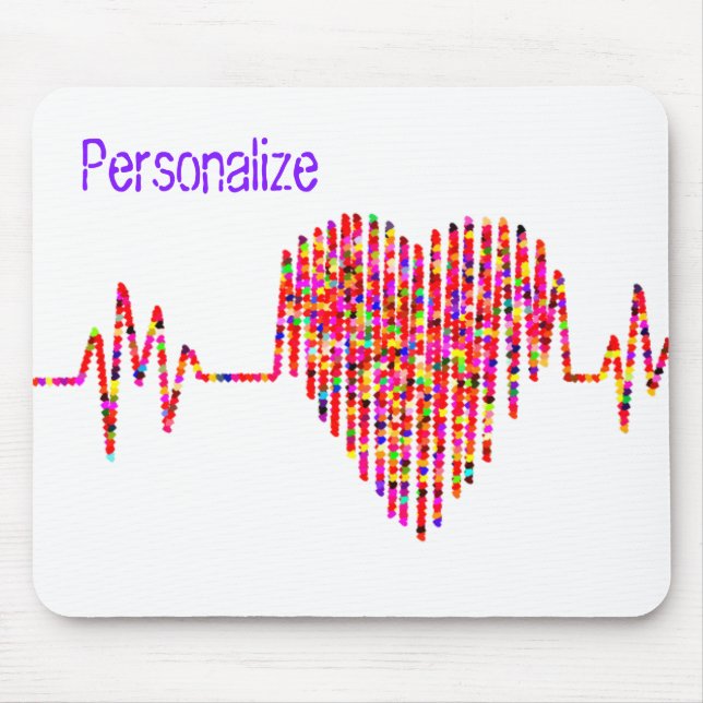 EKG line heart medical red white Mouse Mat (Front)