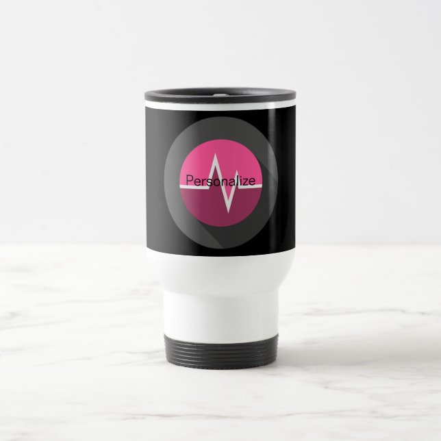 EKG line medical pink travel mug (Center)