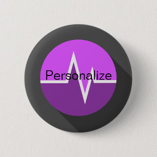 EKG line medical purple black  6 Cm Round Badge