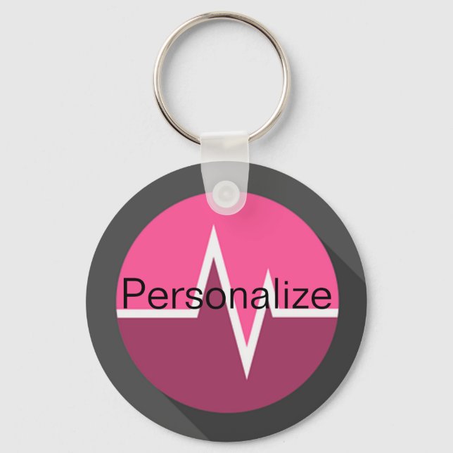 EKG  line nurse dr medical pink keychain (Front)