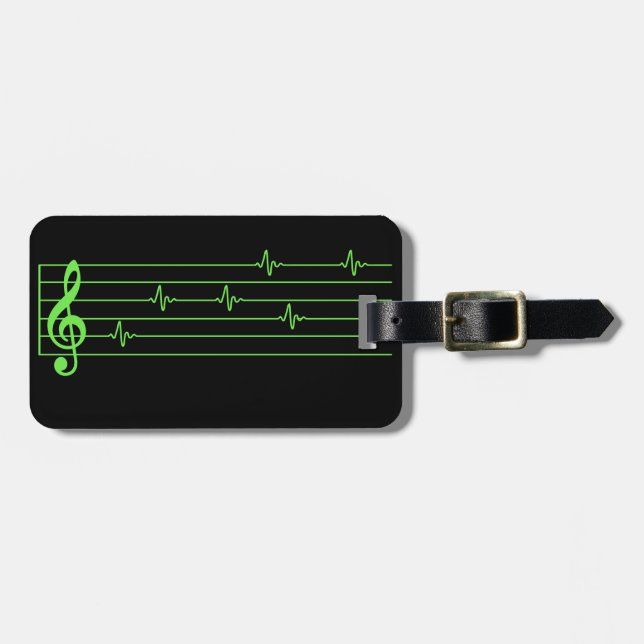 EKG Music Score Luggage Tag (Front Horizontal)