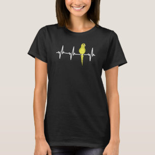 EKG Pulse Heartbeat Line Parrot I Yellow Parrotlet T-Shirt