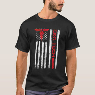 Ekg Technician Electrocardiograph Tech American Fl T-Shirt
