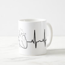 EKG with Realistic Heart Coffee Mug