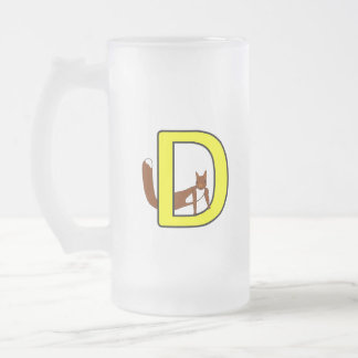 Ekorrsejdel Bokstav D Högerhand Frosted Glass Beer Mug