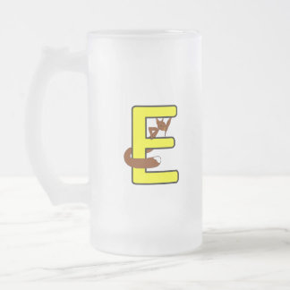 Ekorrsejdel Bokstav E Högerhand Frosted Glass Beer Mug