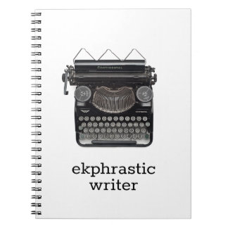 ekphrastic writer notebook with typewriter motif