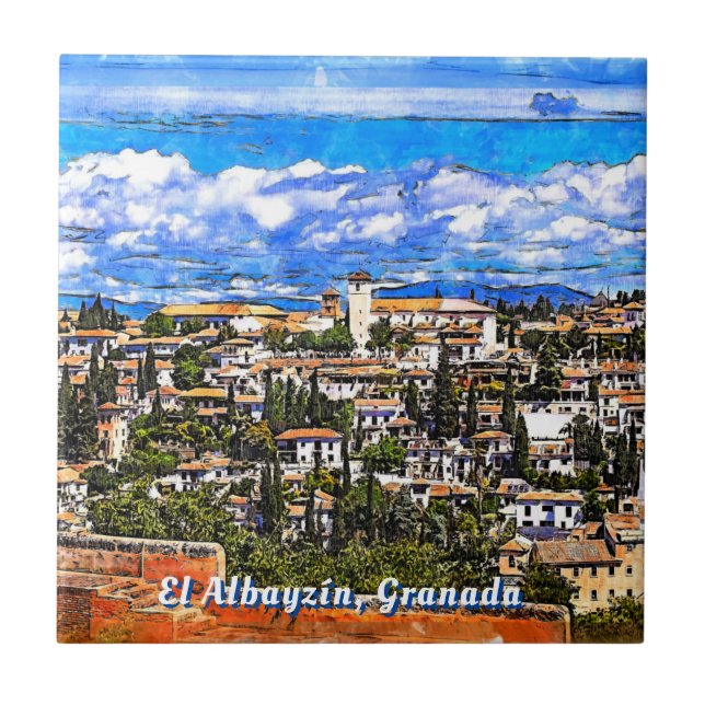 El Albayzín, Granada, Andalusia, Spain. Tile (Front)
