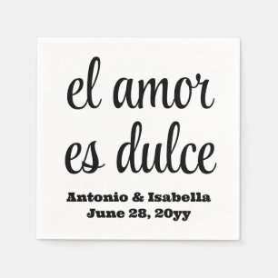 El amor es dulce wedding reception serviette paper napkin