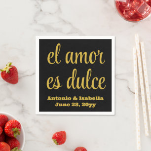 El amor es dulce wedding reception serviette paper napkin