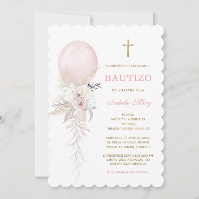 El Bautizo invitación de nuestra hi Invitation (Front)