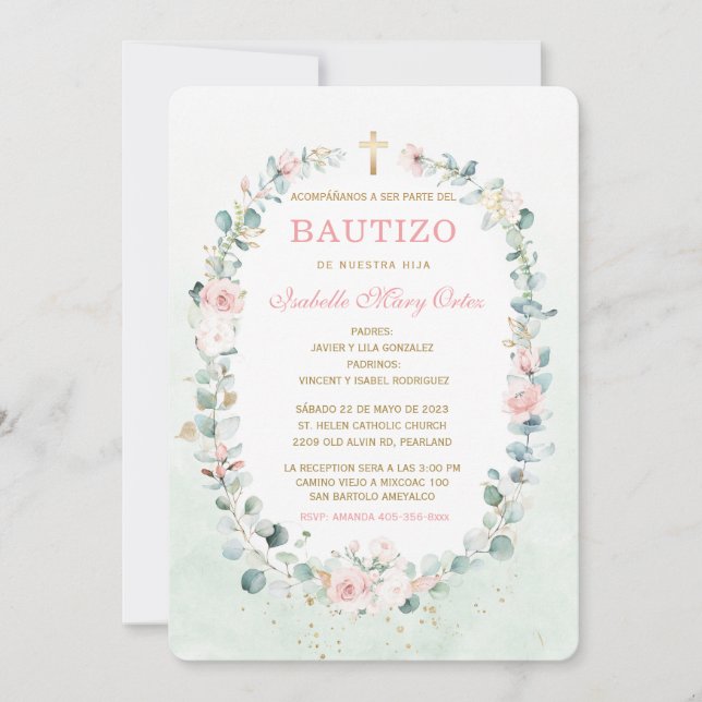 El Bautizo invitación de nuestra hi Invitation (Front)