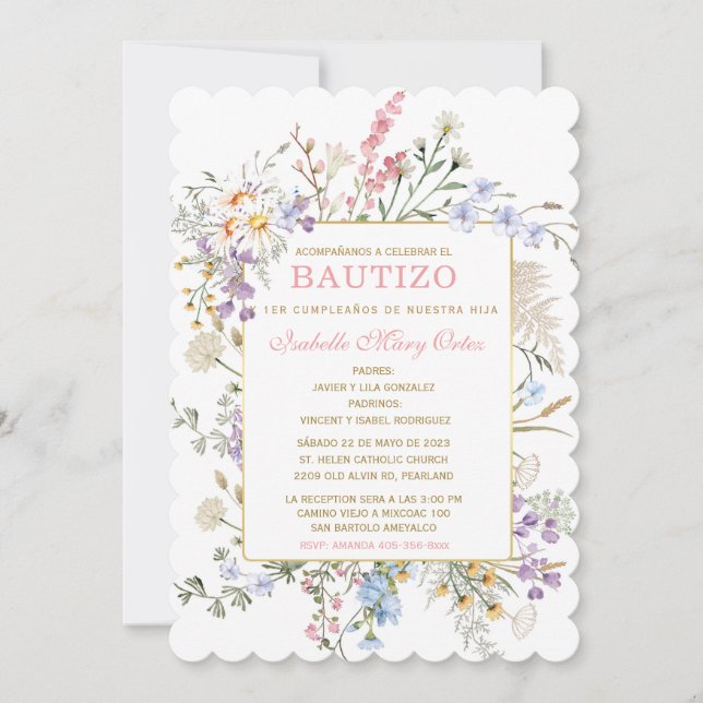 El Bautizo y Primer Añito invitación de nuestra hi Invitation (Front)
