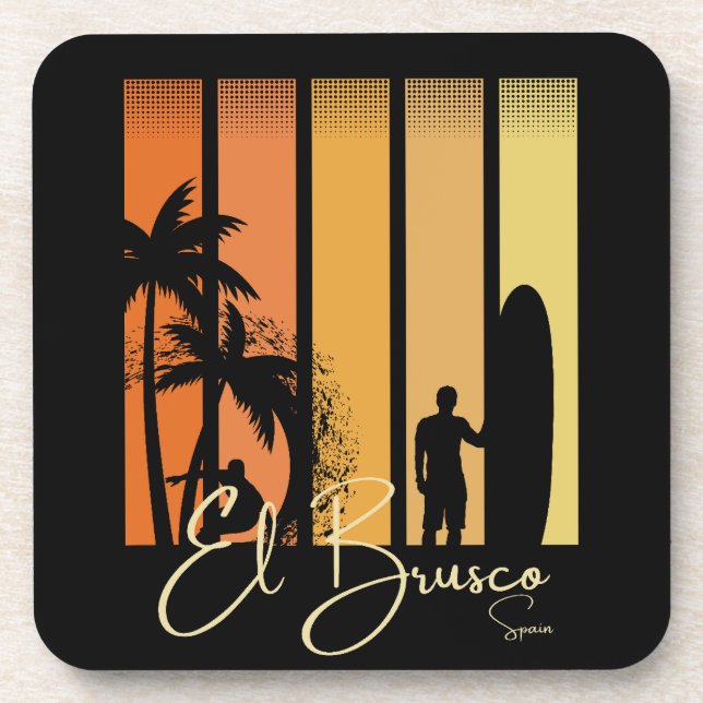 El Brusco Spain Surfing Beach Coaster (Front)