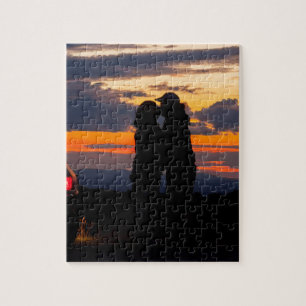 El Camino at the sunset with couple kissing. Jigsaw Puzzle