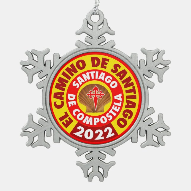El Camino de Santiago 2022 Snowflake Pewter Christmas Ornament (Front)