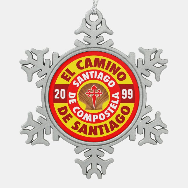 El Camino de Santiago 20XX Snowflake Pewter Christmas Ornament (Front)