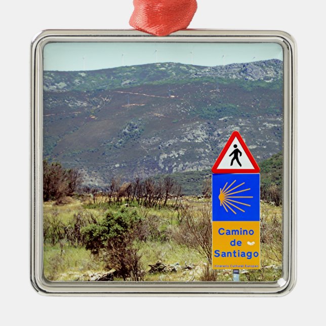 El Camino de Santiago de Compostela sign, Spain Metal Tree Decoration (Front)