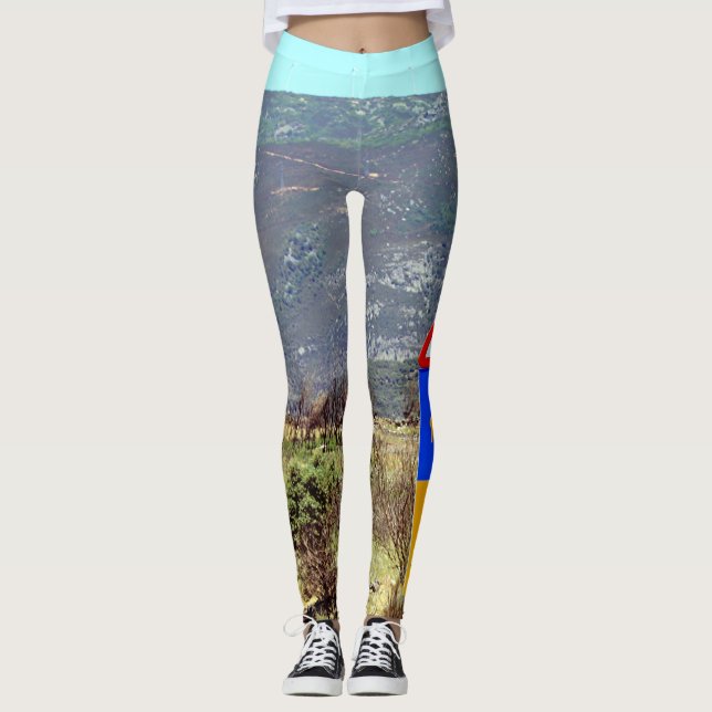 El Camino de Santiago de Compostela, Spain, sign Leggings (Front)