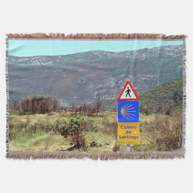 El Camino de Santiago de Compostela, Spain, sign Throw Blanket (Front)