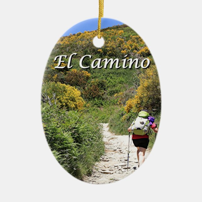El Camino de Santiago de Compostela, Spain, trail Ceramic Tree Decoration (Front)