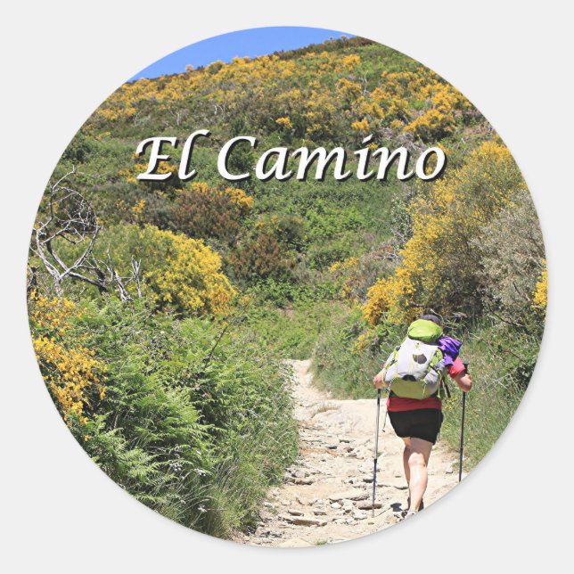 El Camino de Santiago de Compostela, Spain, trail Classic Round Sticker (Front)