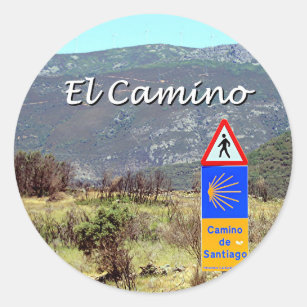 El Camino de Santiago sign (caption) Classic Round Sticker