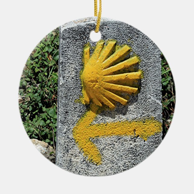 El Camino shell and arrow sign, Spain Ceramic Tree Decoration (Front)