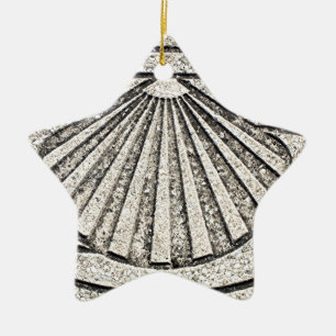 El Camino shell, pavement, Spain Ceramic Tree Decoration