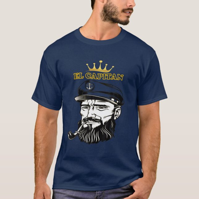 El Capitan Anchor Pontoon Boat Captain Skipper. T-Shirt (Front)