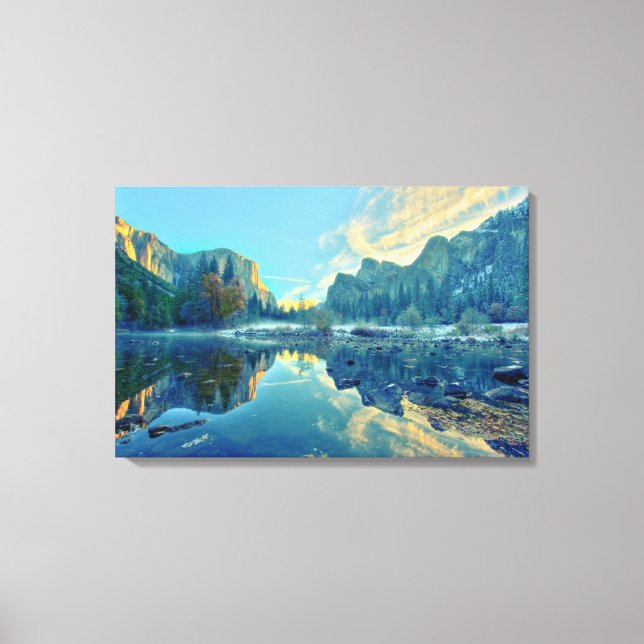 El Capitan and Three Brothers Reflection Canvas Print (Front)