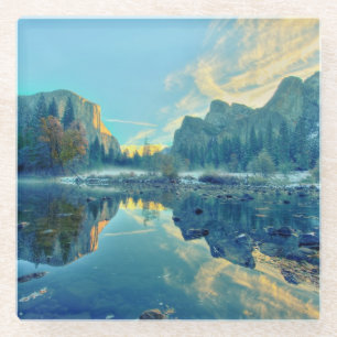 El Capitan and Three Brothers Reflection Glass Coaster